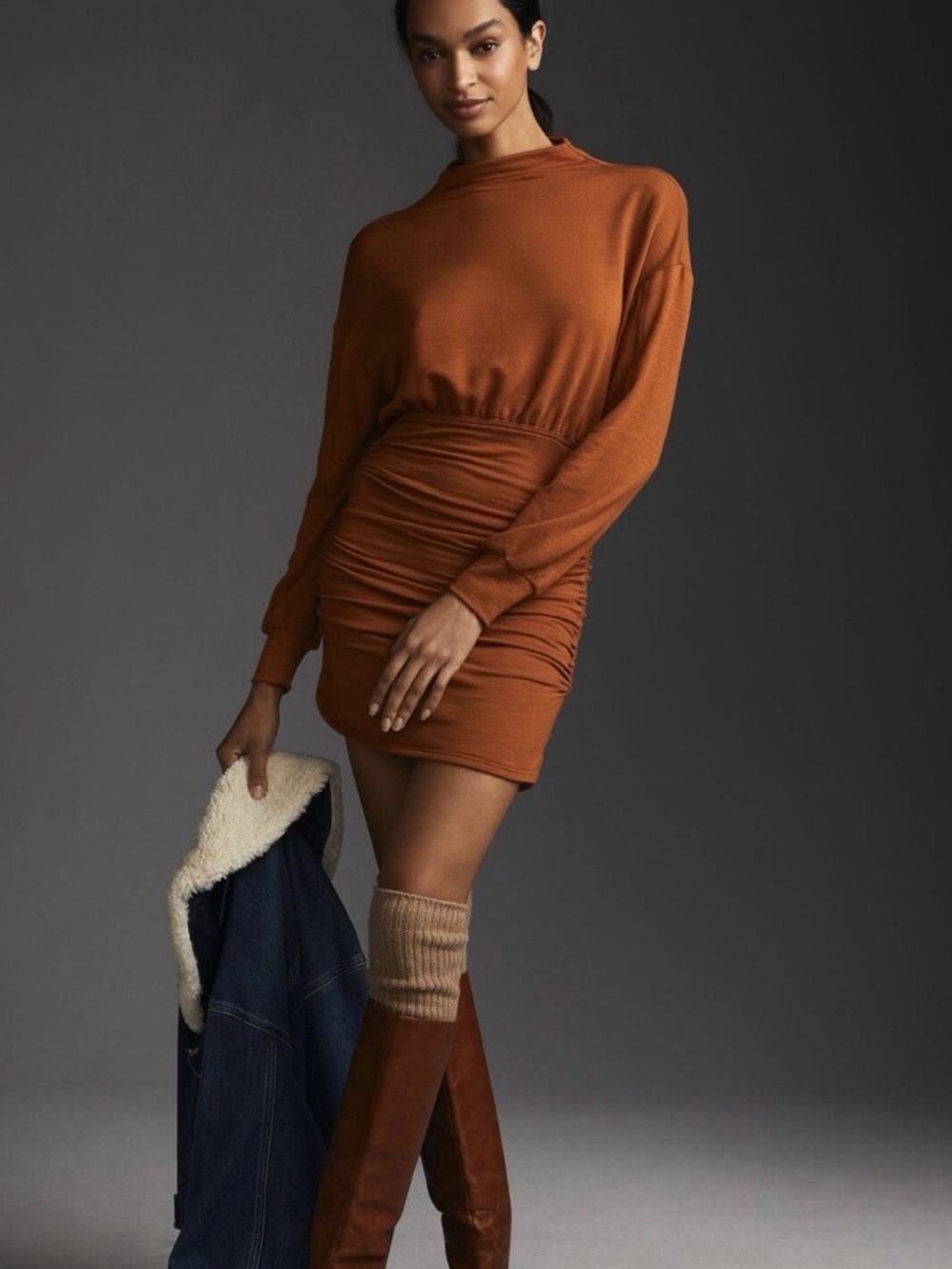 NWOT Anthropologie Daily Practice Ruched Cozy Dress MSRP $108